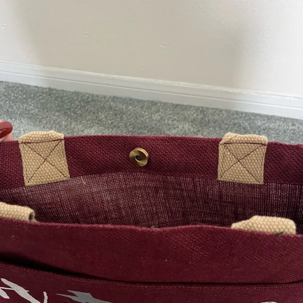 The Royal Standard Howdy Texas Canvas Tote Bag in Burgundy with Front Pocket
